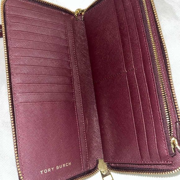 Like New, Tory Burch Burgundy Wristlet - Picture 11 of 14